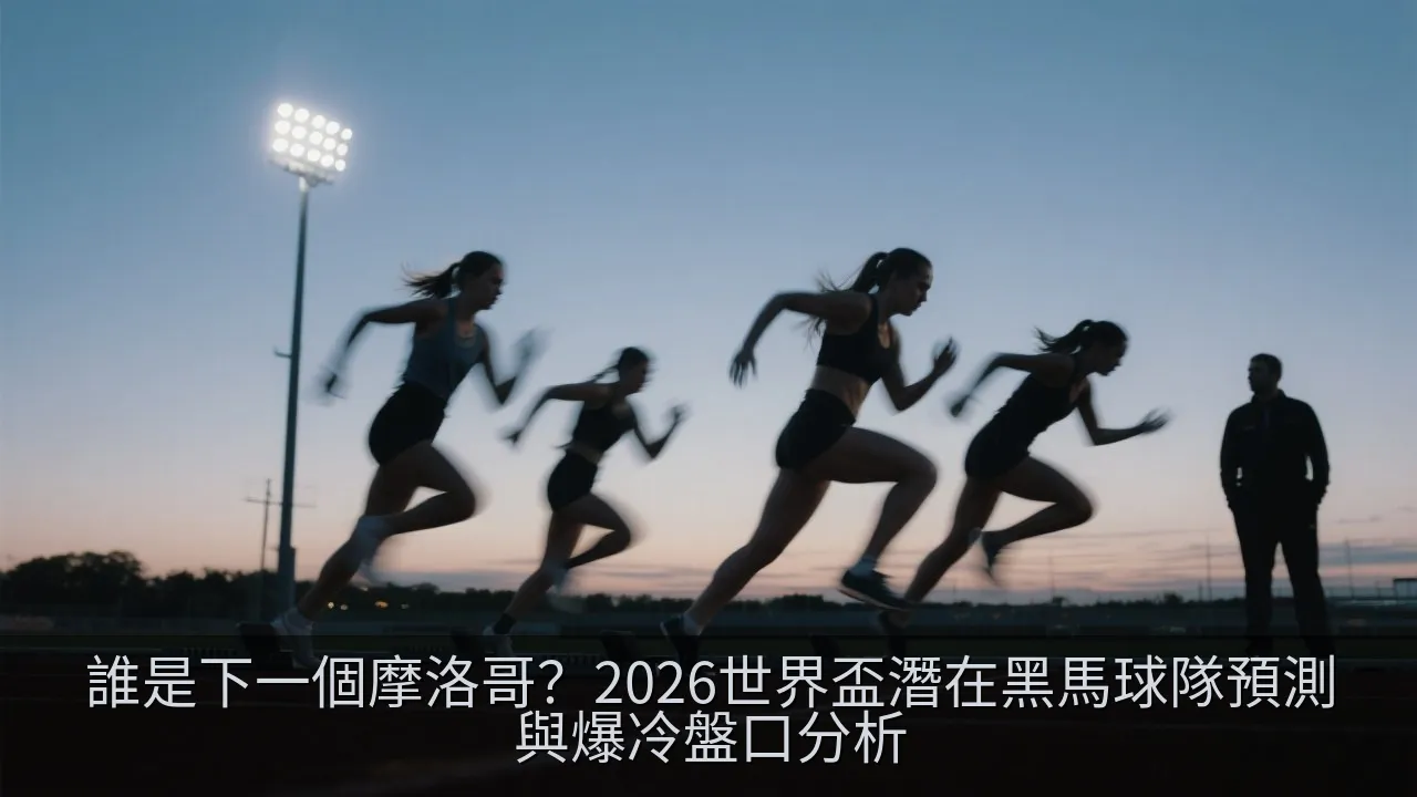 夕陽下空曠的綠色足球場，看台燈光璀璨，展現出世界盃賽場的宏大氛圍